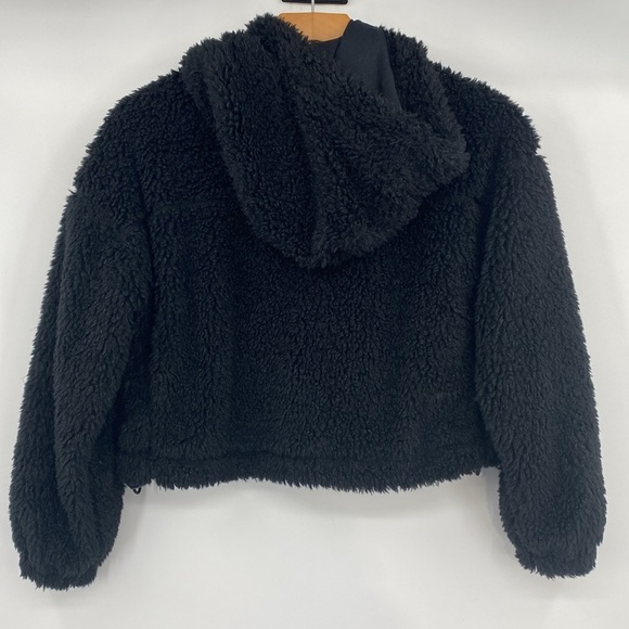 BDG Urban Outfitters Teddy Coat Jacket Women Small Black Zip Up Cropped Fuzzy - Picture 5 of 10